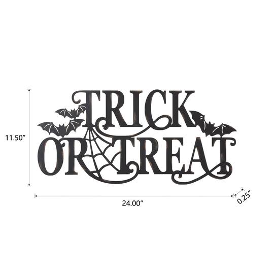 Glitzhome® 24" Metal Halloween TRICK OR TREAT Wall Sign